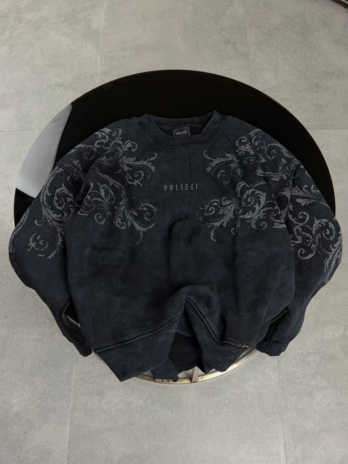 Washed Black Embossed Sweatshirt