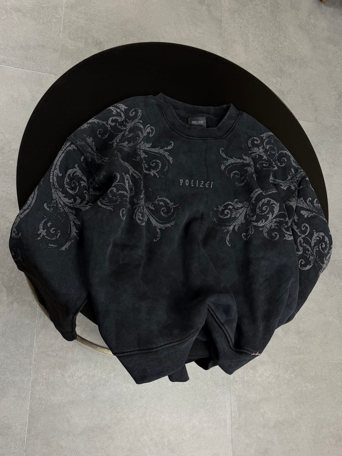 Washed Black Embossed Sweatshirt
