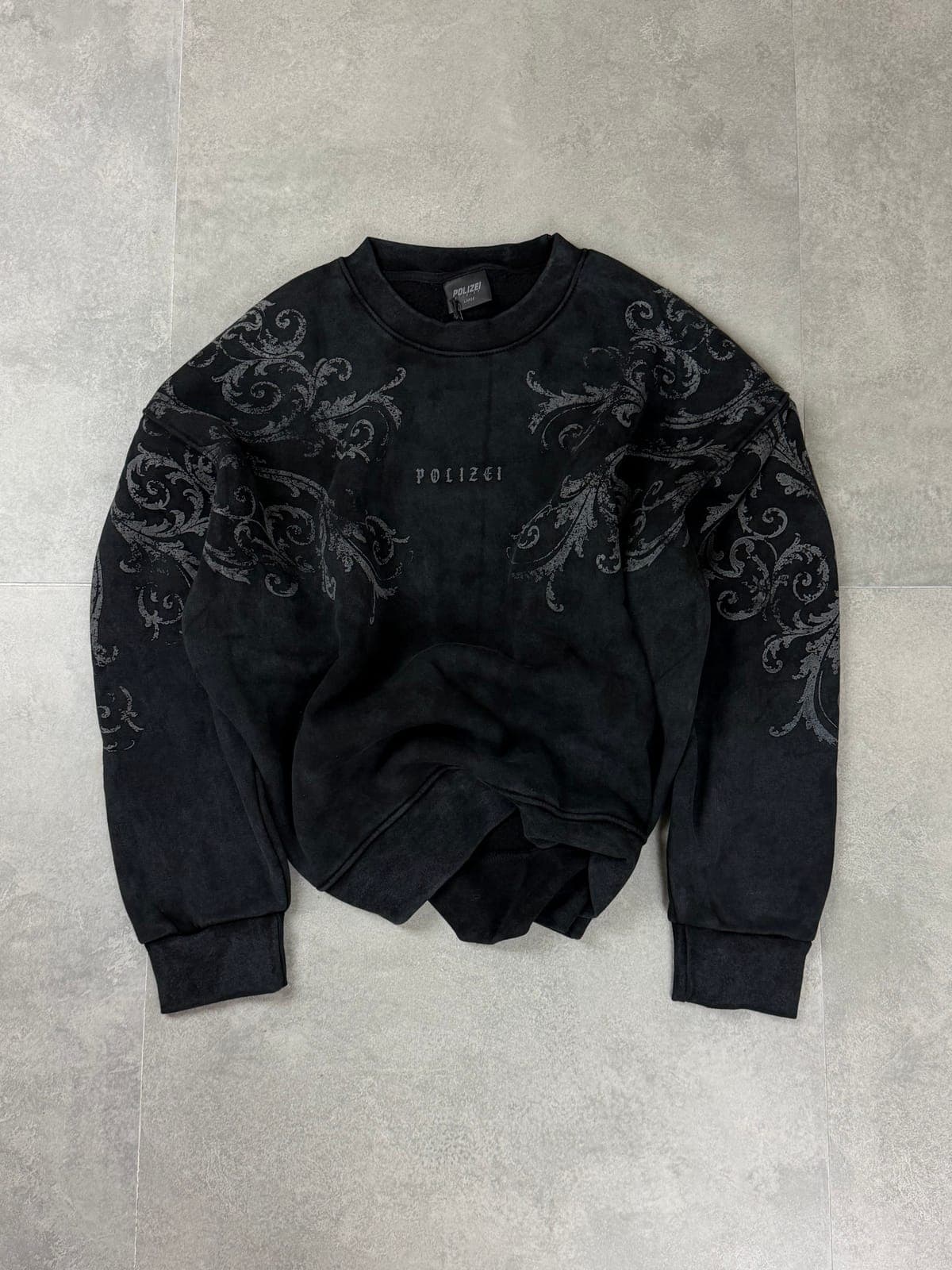 Washed Black Embossed Sweatshirt