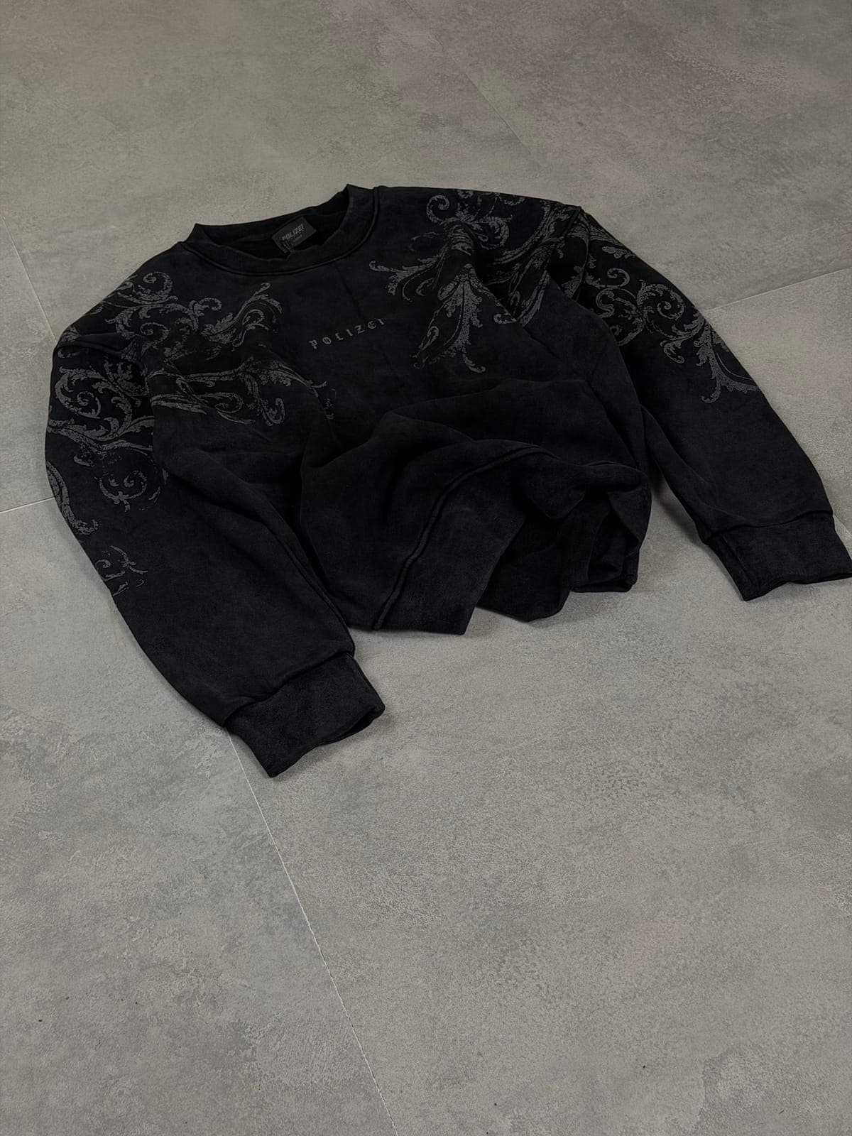 Washed Black Embossed Sweatshirt