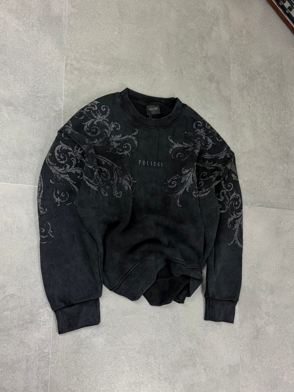 Washed Black Embossed Sweatshirt