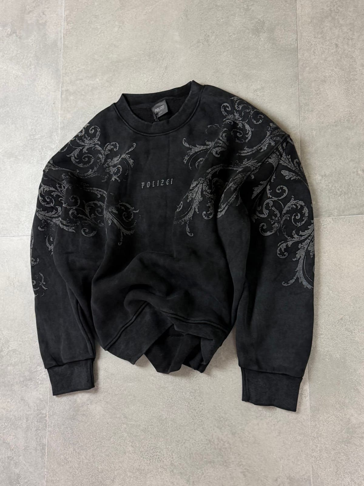 Washed Black Embossed Sweatshirt