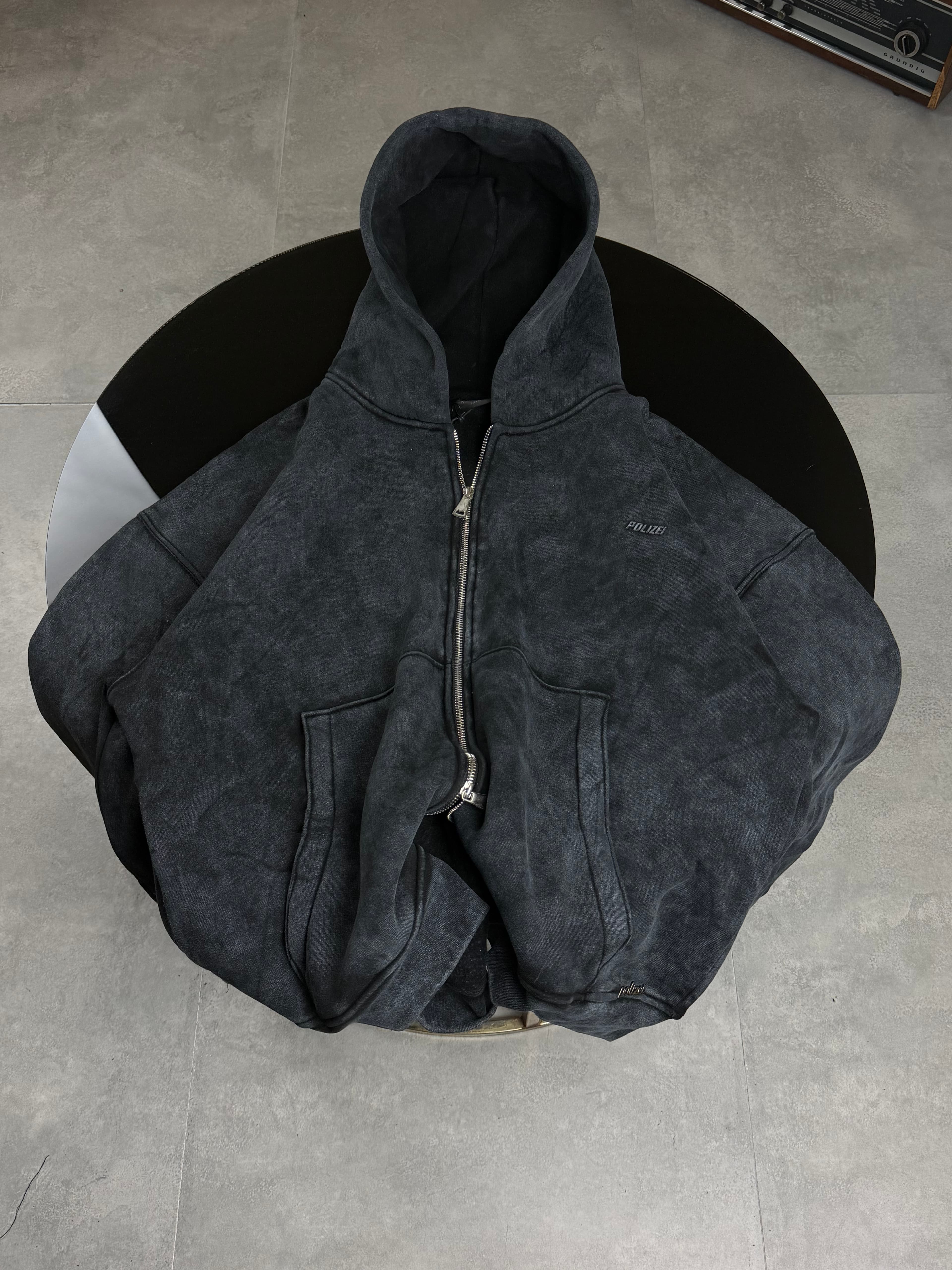 Washed Black Zip Sweatshirt