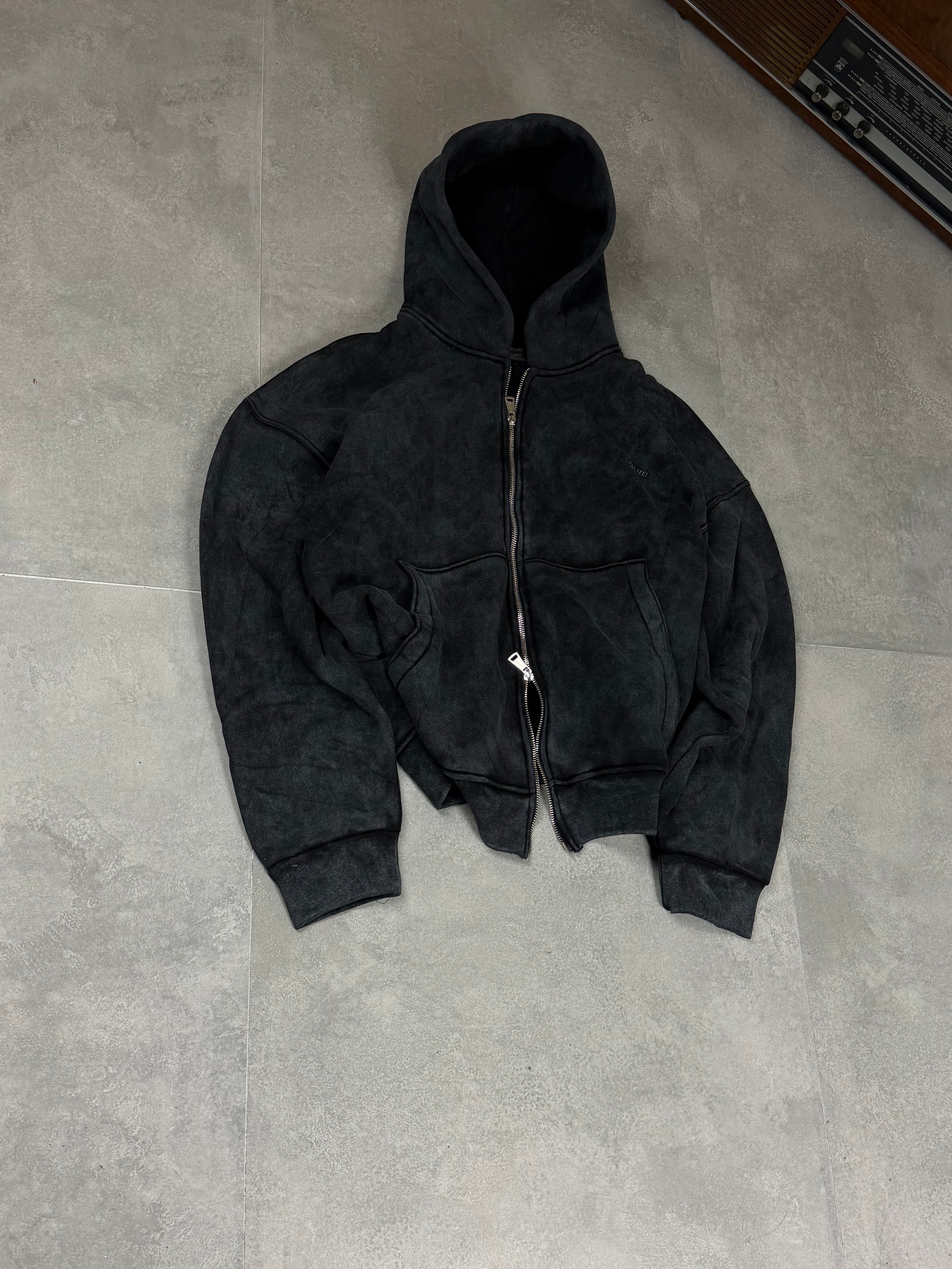 Washed Black Zip Sweatshirt