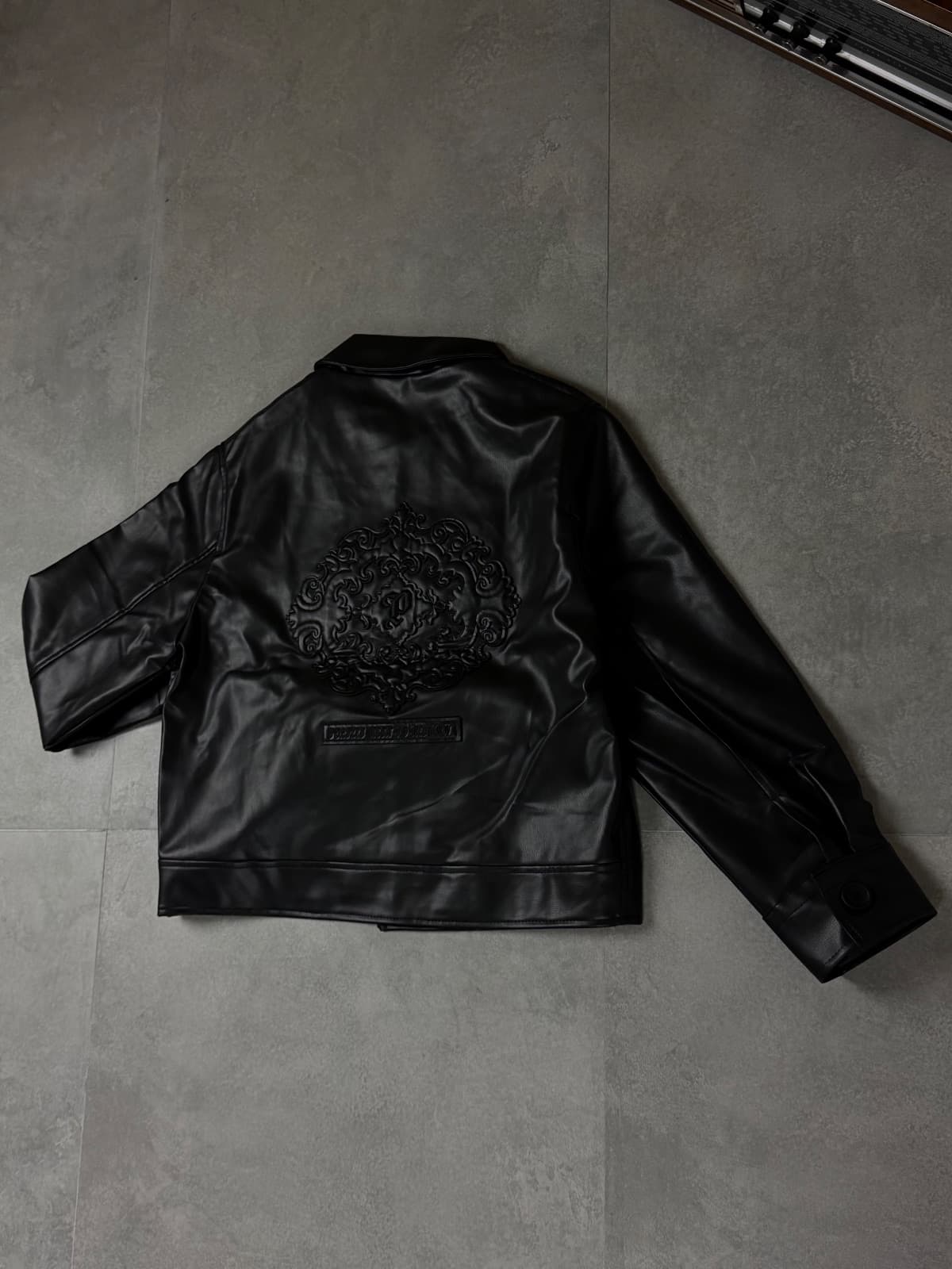 Black Graphic deri ceket