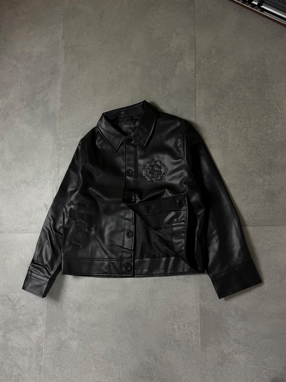 Black Graphic deri ceket