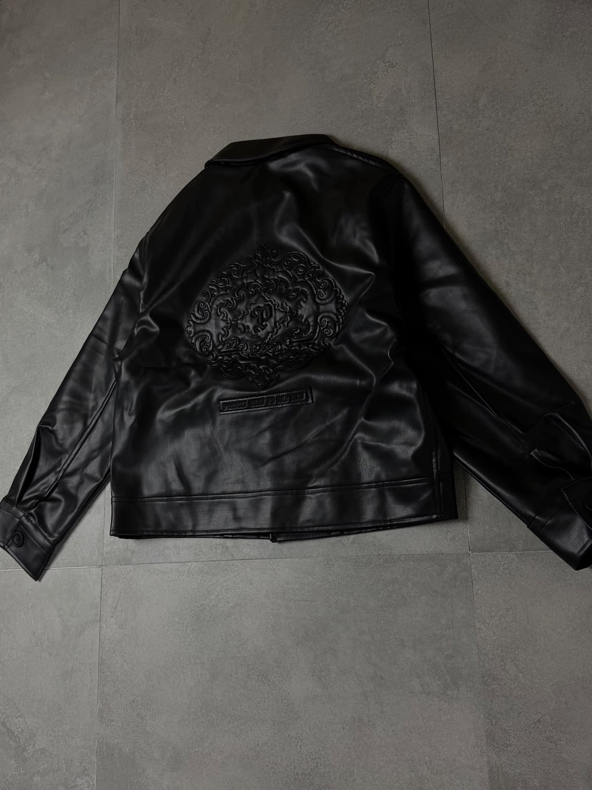 Black Graphic deri ceket