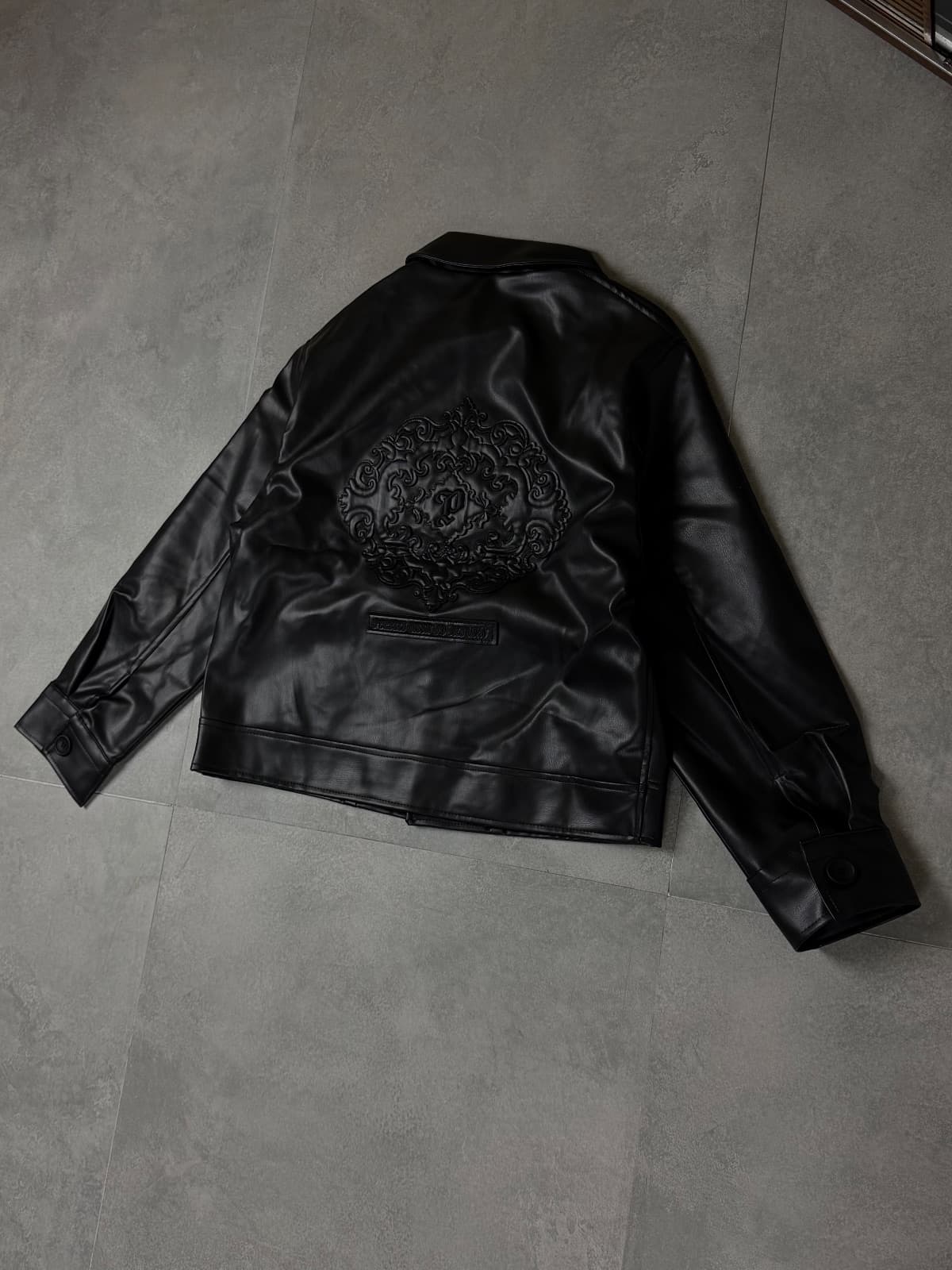Black Graphic deri ceket