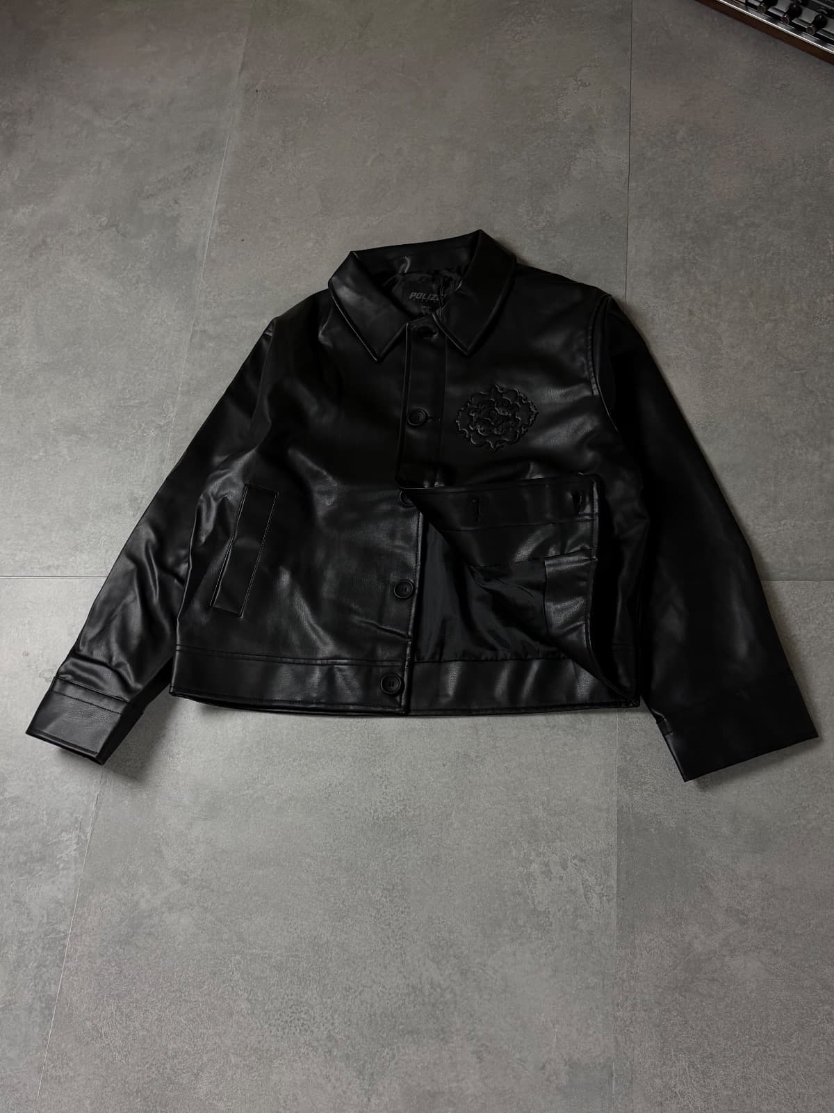 Black Graphic deri ceket