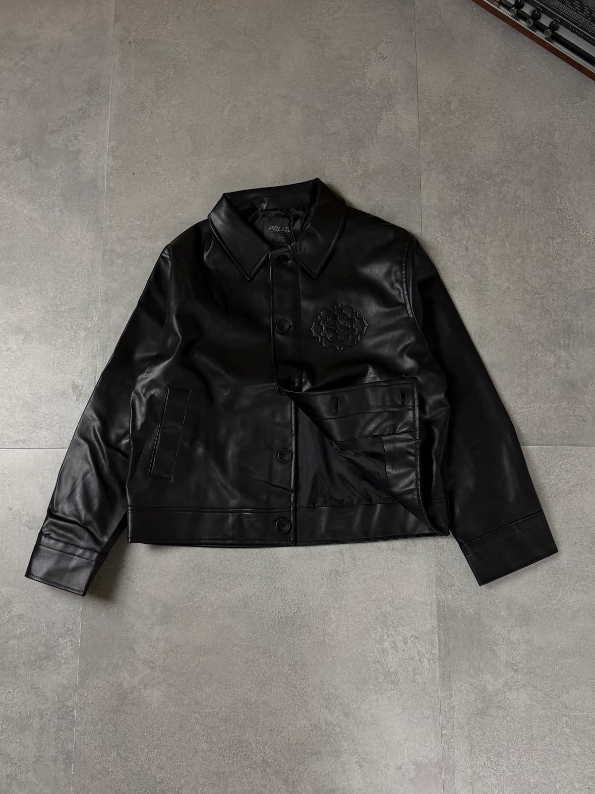 Black Graphic deri ceket