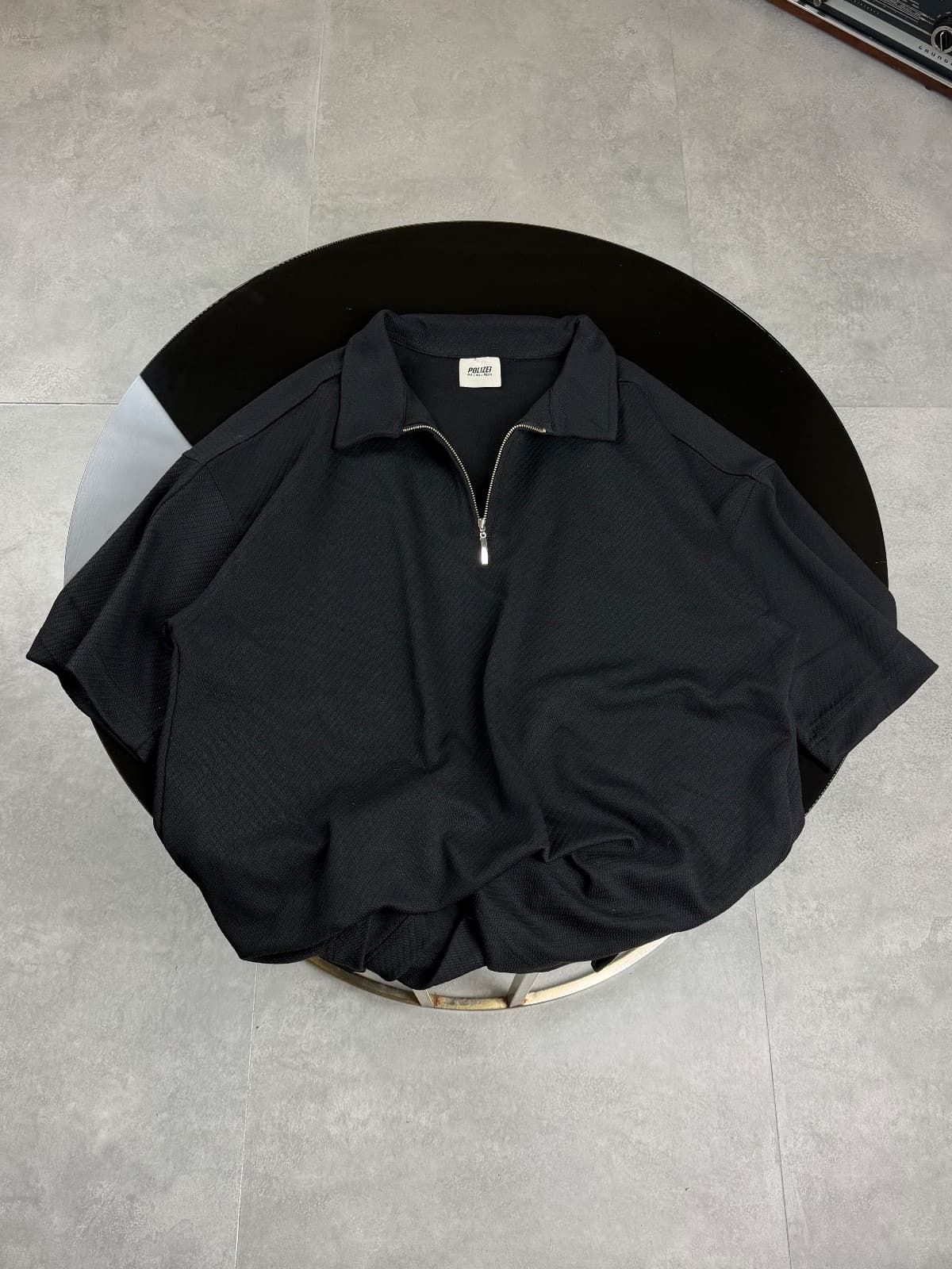 Black Half-Zip Polo Yaka Tshirt