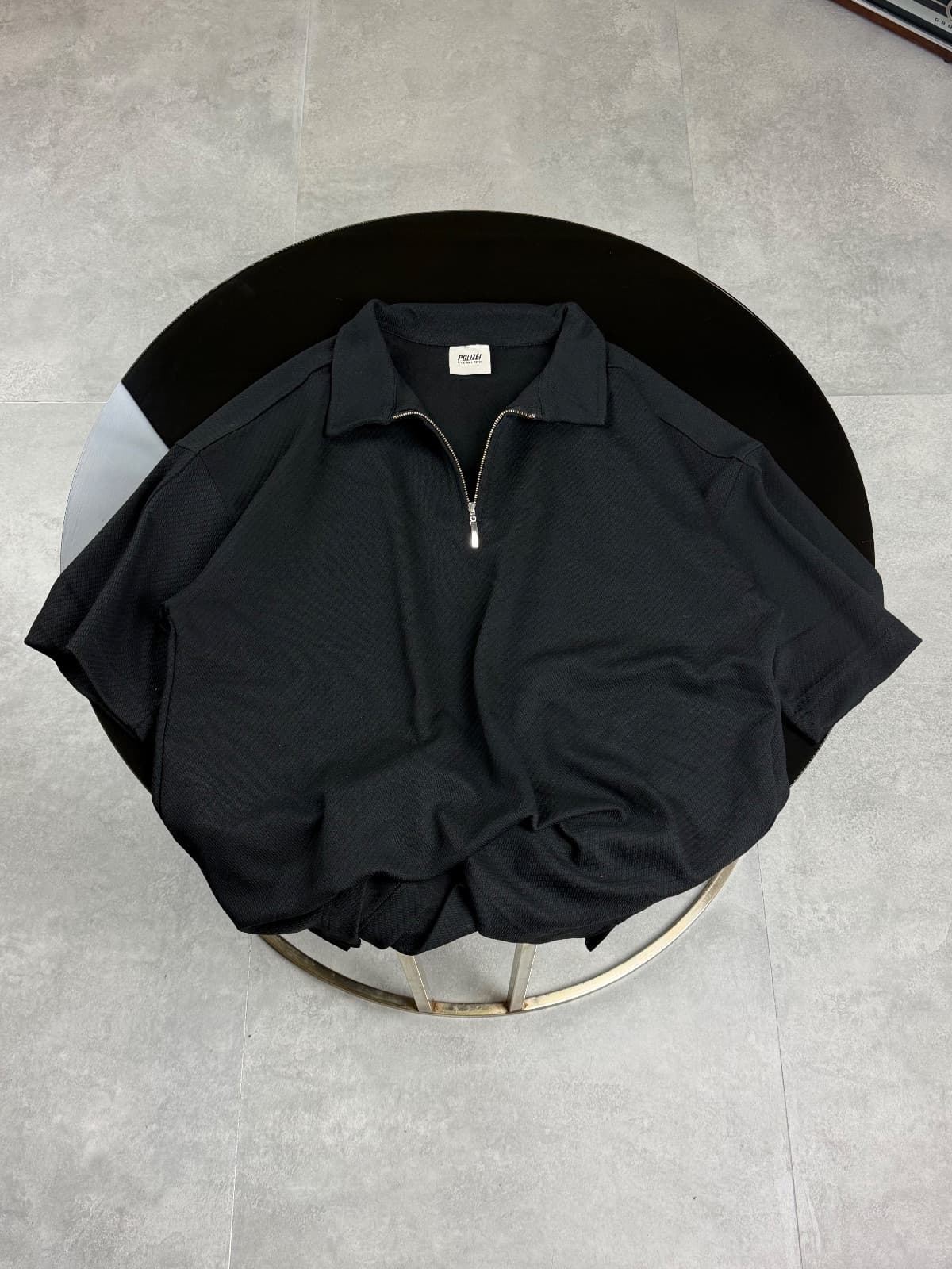 Black Half-Zip Polo Yaka Tshirt