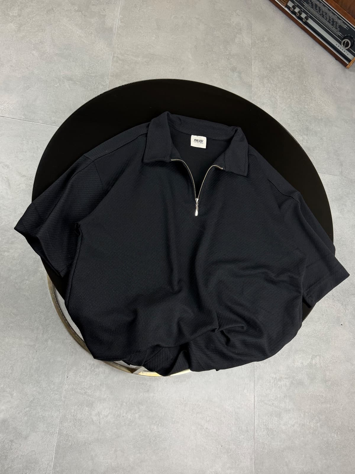 Black Half-Zip Polo Yaka Tshirt